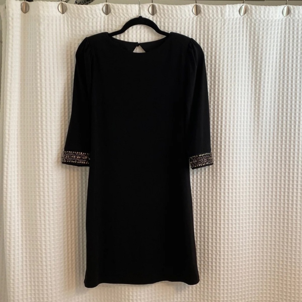 Laundry Black Dress with Beaded Sleeve